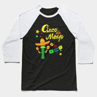 Cinco De Mayo Fun colorful celebration fifth may Mexican style cactus in Sombrero Baseball T-Shirt